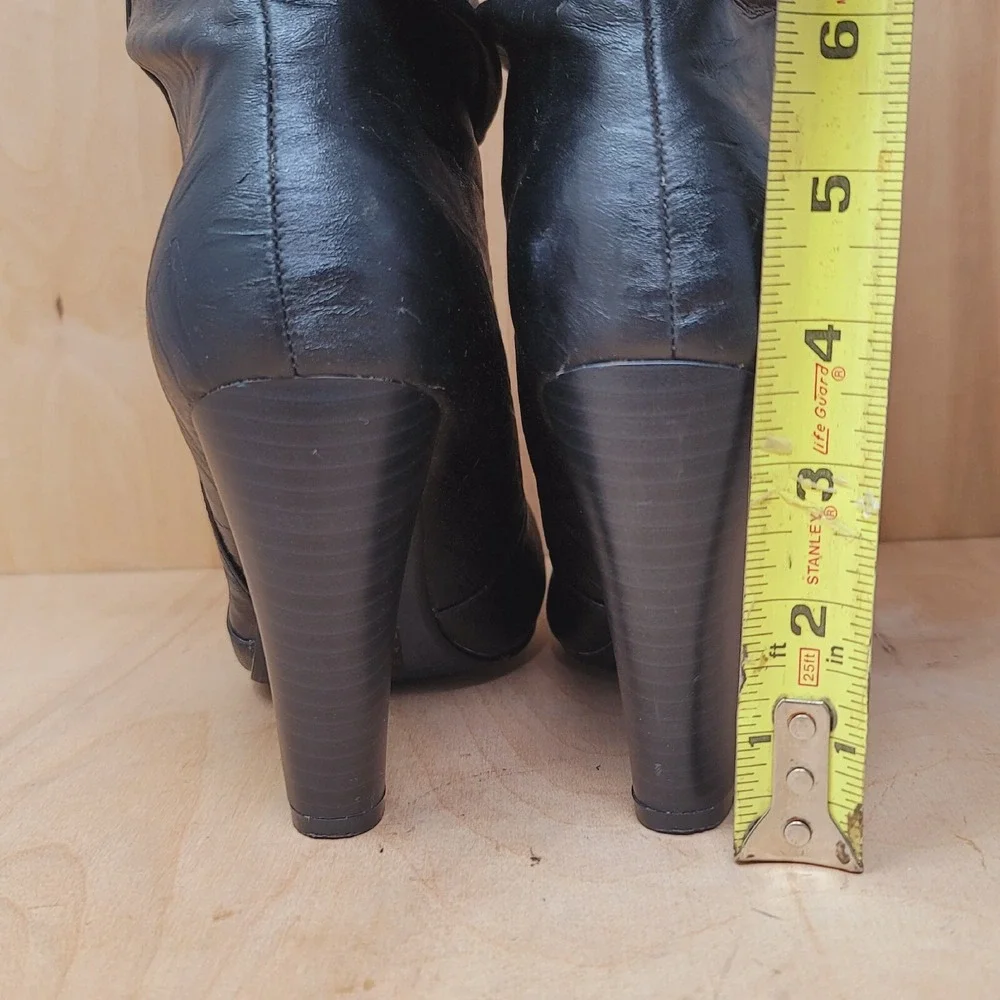 QUPID Women's Boots Size 6.5 Black Knee Hi Roll Down Tweed Pull Ons